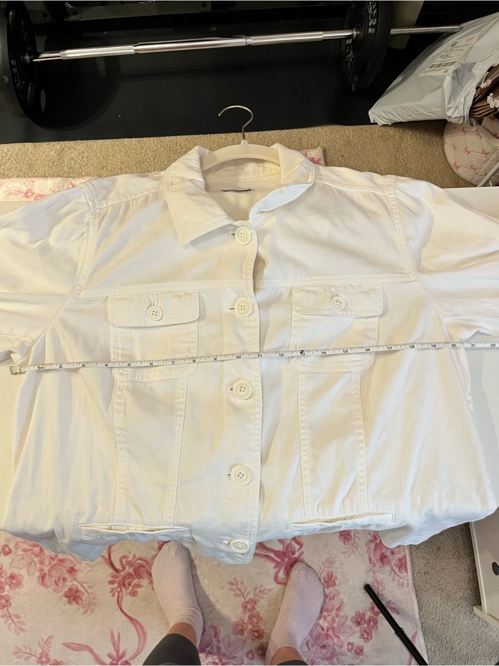 Croft & Barrow Off-White Stretch Cotton Button Up Jacket - Medium - Picture 14 of 16